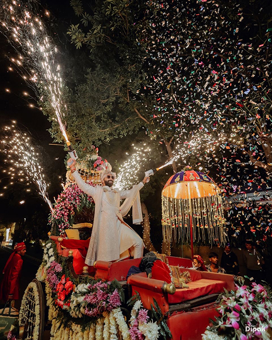 Baraat procession with band
